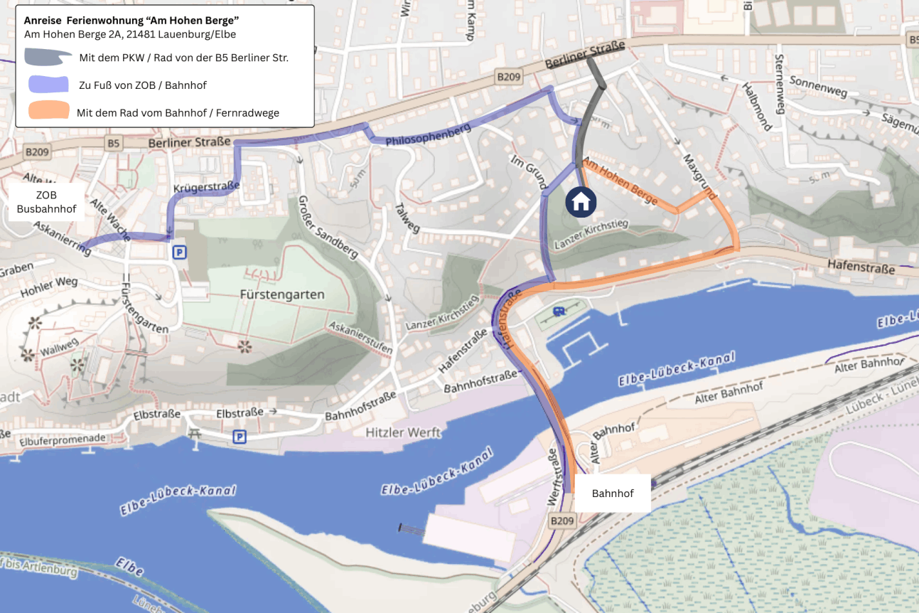 Fewo Anreise Lauenburg Elbe mit Bahn Rad oder zu Fuß